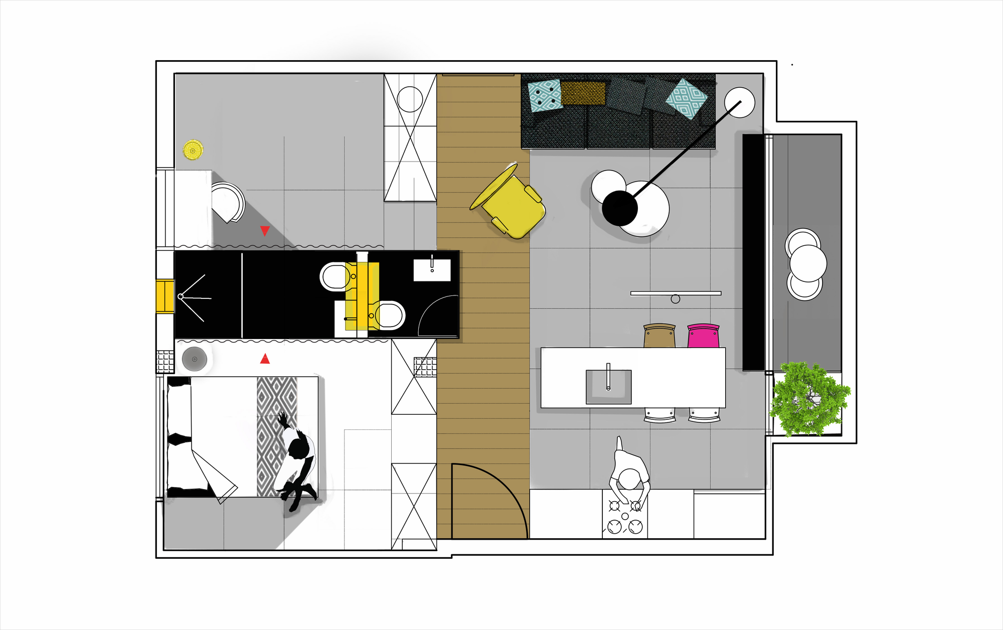 592-square foot apartment in Tel Aviv floor plan