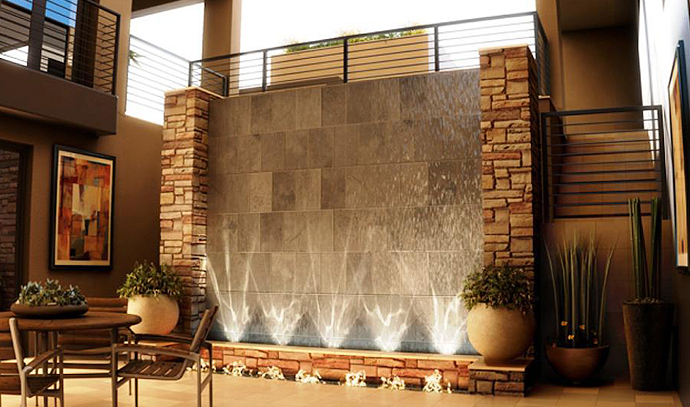 indoor waterfall wall feature