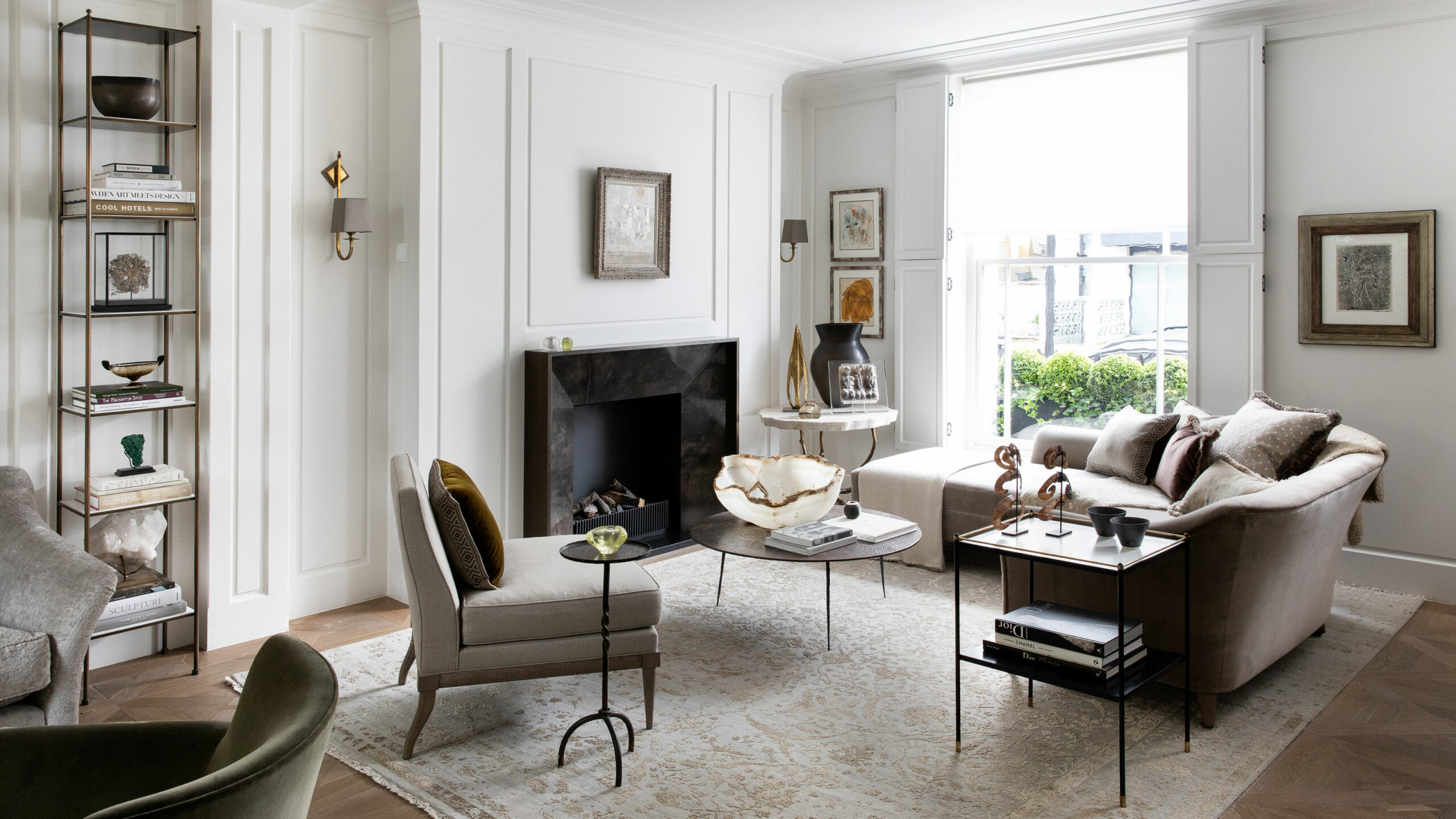 Elegant living room interior design with natural light.
